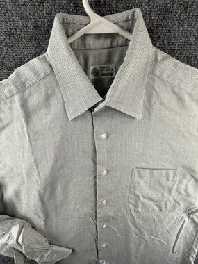 Luigi Borrelli For Neiman Marcus Gray Check Button Up Shirt Italy 16.5 Cotton